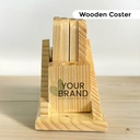 Customizable Wooden Tea Coaster Set with Pen Holder