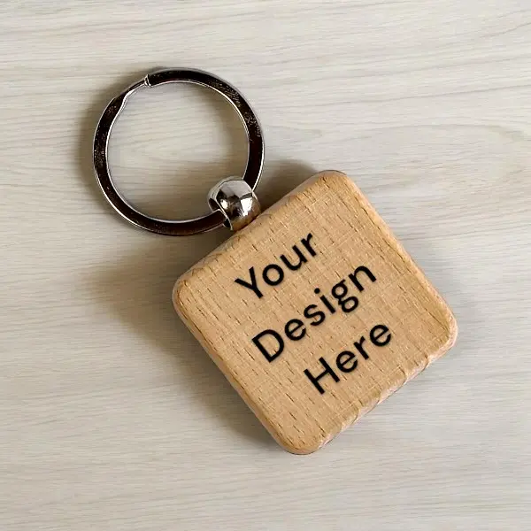 Customizable Square Wooden Keyring