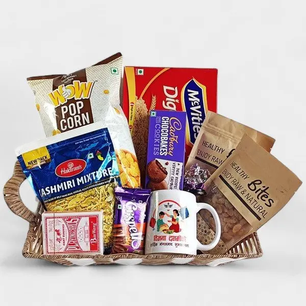 Delightful Snacks Gift Basket for Dashain