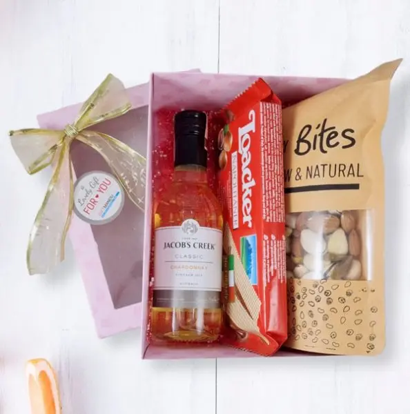 Wine, Dry Nut And Waffer Hamper Gift Box