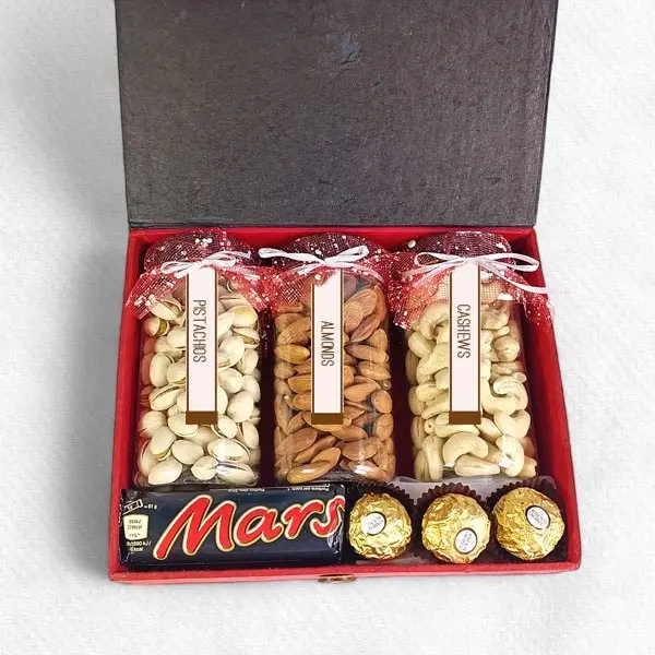Nuts Trio Jars With Chocolates