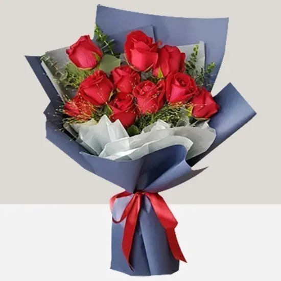 10 Red Fresh Roses Bouquet