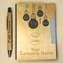 Custom Wooden Notebook & Blue Pen Set