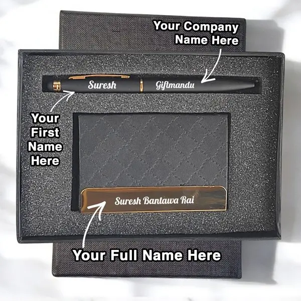 Engraved Pen & Card Holder Corporate Set