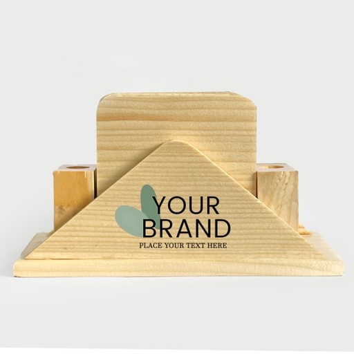 Customizable Wooden Tea Coaster Set with Pen Holder