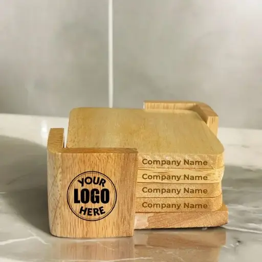 Customizable Wooden Tea Coaster- Set of 4