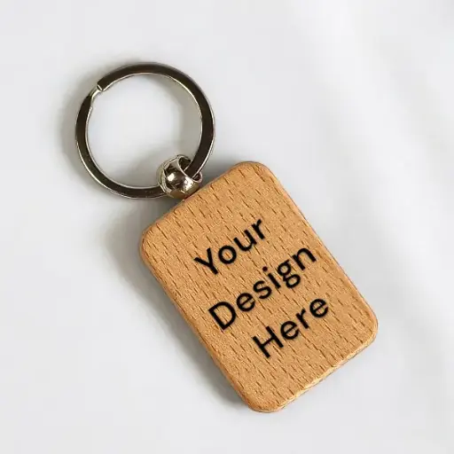 Rectangular Customizable Wooden Keyring