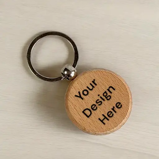 Personalized Round Wooden Keyring