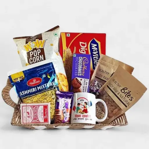 Delightful Snacks Gift Basket for Dashain