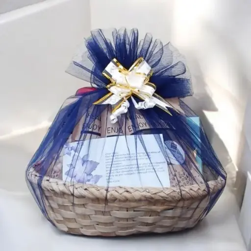 Bamboo Basket with Net Wrapping