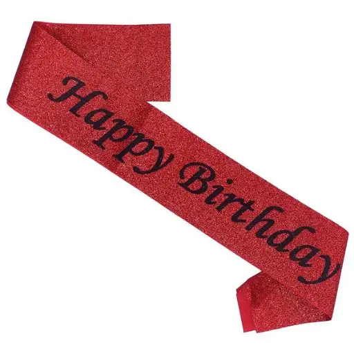 'Happy Birthday' Red Glitter Sash