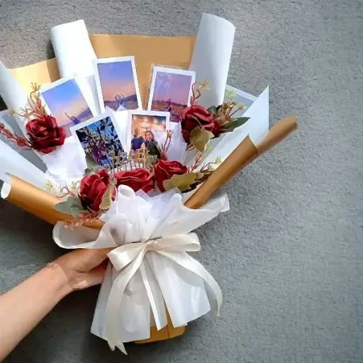 Roses and Photo Birthday Bouquet