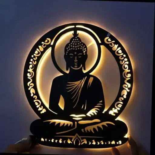 Backlit Wooden Wall Hanging Buddha
