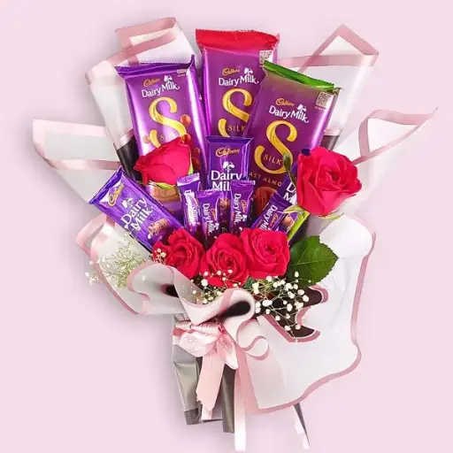 Red Roses with Cadbury Chocolates Bouquet