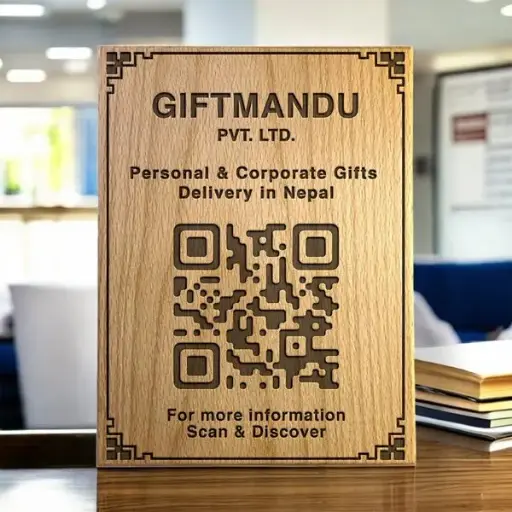 Engraved Wooden QR Code Stand